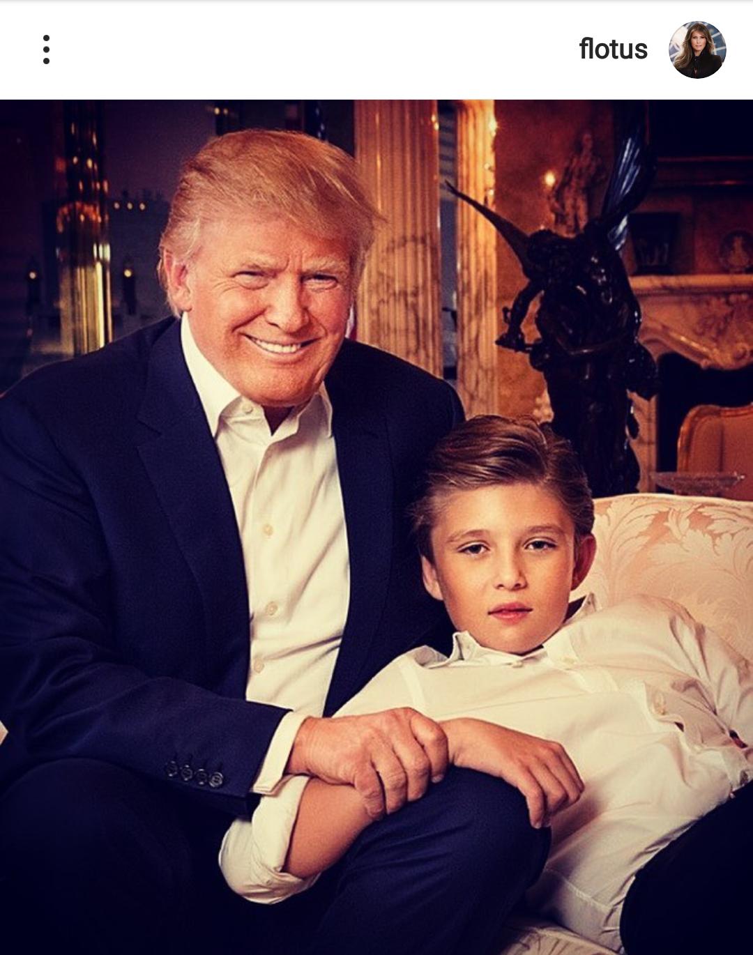 הנשיא טראמפ עם הבן בארון: צילום אינסטגרם